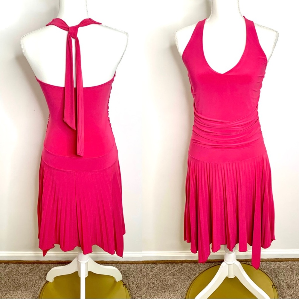Watermelon Pink Marilyn Monroe Halter Dress Ruched Bodice Valentine’s Day Sexy